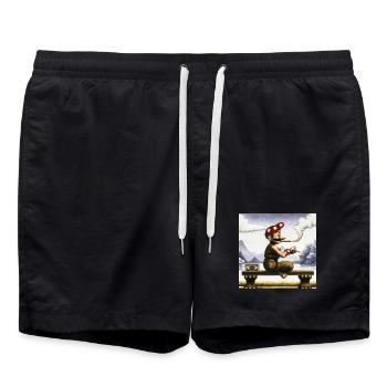 Peinture ukiyo-e d’un homme fumant. - Short de bain - noir - Devant - AI Model Male 185 light (185cm)