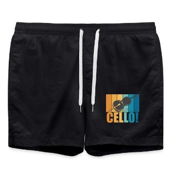 Violoncelle Instrument Vintage Musicien Cadeau - Short de bain - noir - Devant - AI Model Male 185 light (185cm)