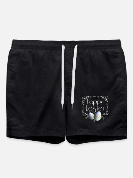 Happy Easter Schriftzug mit Ostereier - Badeshorts - Schwarz