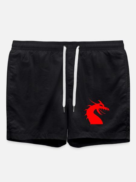 Rote Drachenkopf Silhouette - Badeshorts - Schwarz