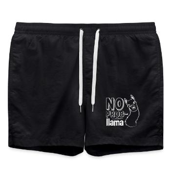 Lama, Lama humor, no problem - Swim Trunks - black - Front - AI Model Male 185 light (185cm)