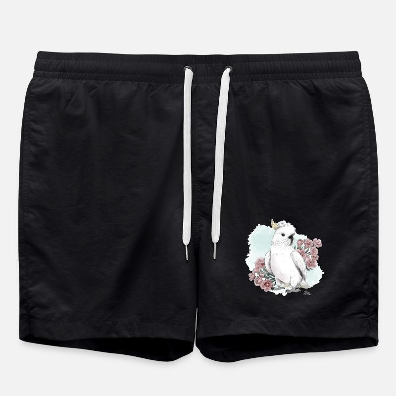 Kakadu mit Blumen - Badeshorts - Schwarz