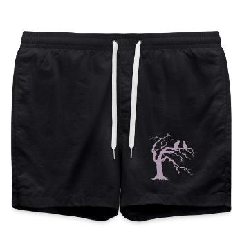 Toter baum mit 2 Katzen Silhouette - Badeshorts - Schwarz - Vorne - AI Model Male 185 light (185cm)