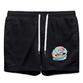 Boy in the canoe - Swim Trunks - black - Front - AI Model Male 185 light (185cm)