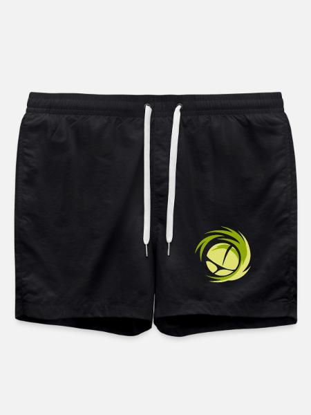 Minimalist volleyball logo - Swim Trunks - black