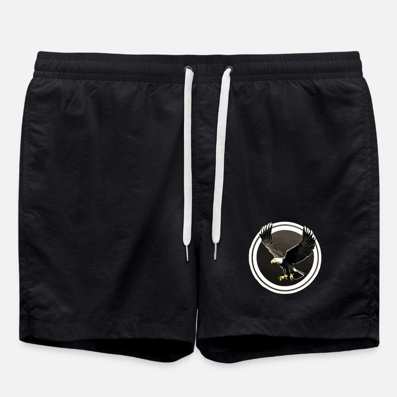 Eagle logo in circles - Swim Trunks - black