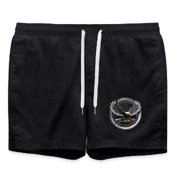 Eagle logo in circle - Swim Trunks - black - Front - AI Model Male 185 light (185cm)