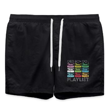 Rainbow Cassette Grid Print - Swim Trunks - black - Front - AI Model Male 185 light (185cm)