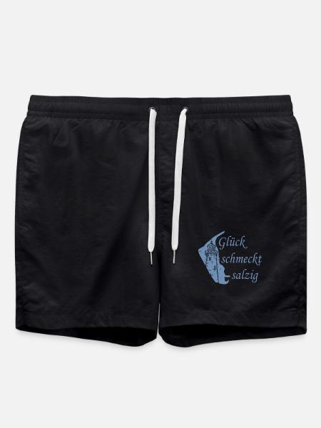 Glück schmeckt salzig – Amrum Nordsee Insel Design - Badeshorts - Schwarz