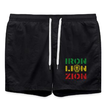 iron lion zion, rasta colours - Short de bain - noir - Devant - AI Model Male 185 light (185cm)