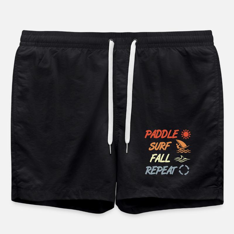paddling, surfing, falling, repeating - Swim Trunks - black
