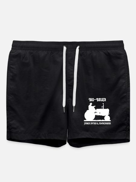 Bio Bauer Traktor Silhouette - Badeshorts - Schwarz