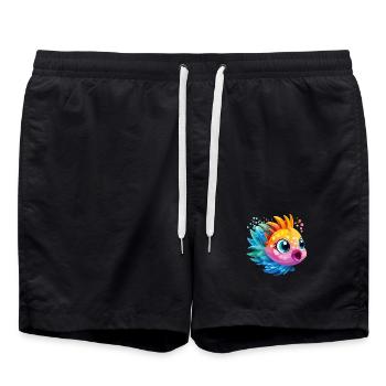  Fisch Bunt - Badeshorts - Schwarz - Vorne - AI Model Male 185 light (185cm)