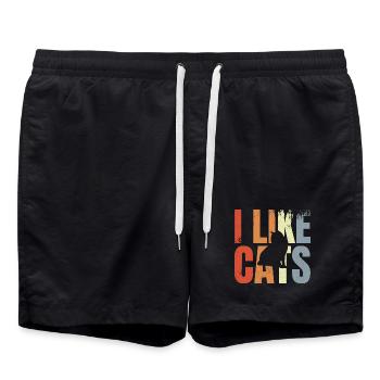 Amoureux des chats - Short de bain - noir - Devant - AI Model Male 185 light (185cm)