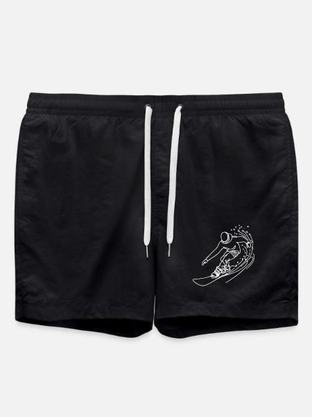 Snowboarder Drawing - Swim Trunks - black
