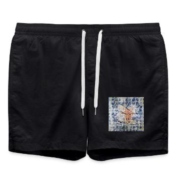 Abstraktes Tierporträt mit Kuh - Badeshorts - Schwarz - Vorne - AI Model Male 185 light (185cm)