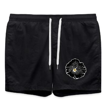 Flower, Black, Flowers, Black, Blossom - Swim Trunks - black - Front - AI Model Male 185 light (185cm)