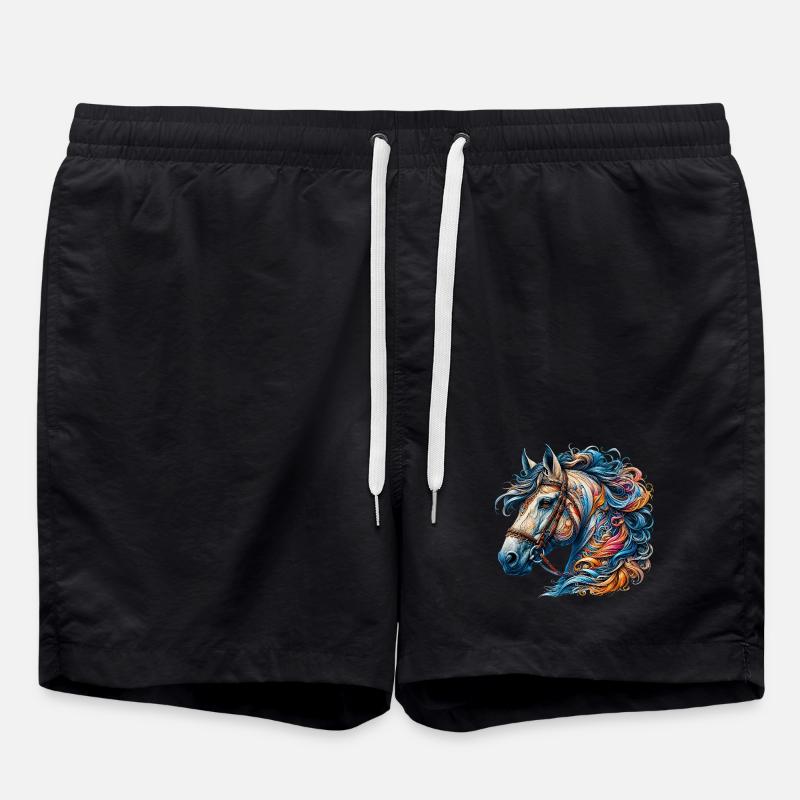 Pferd - Badeshorts - Schwarz