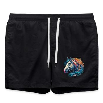Pferd - Badeshorts - Schwarz - Vorne - AI Model Male 185 light (185cm)