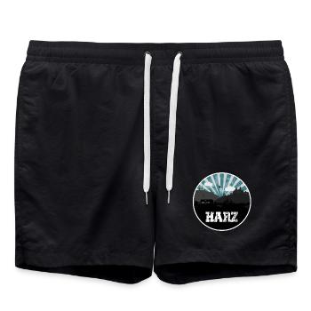 Harz Blue Hour Skyline - Badeshorts - Schwarz - Vorne - AI Model Male 185 light (185cm)