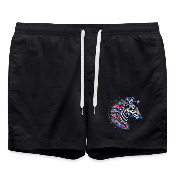 Zebra - Swim Trunks - black - Front - AI Model Male 185 light (185cm)