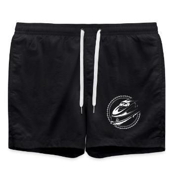 alter Schnellzug Lok Symbol Schiene Illustration - Badeshorts - Schwarz - Vorne - AI Model Male 185 light (185cm)