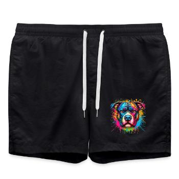 Pitbull Hund - Badeshorts - Schwarz - Vorne - AI Model Male 185 light (185cm)