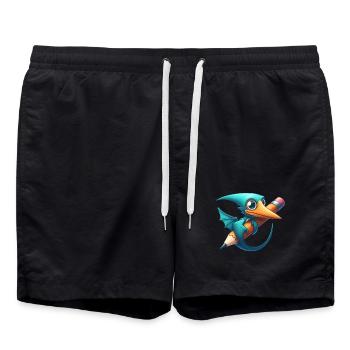 Crayon Ptérodactyle Kawaii Ptérosaure Dino - Short de bain - noir - Devant - AI Model Male 185 light (185cm)