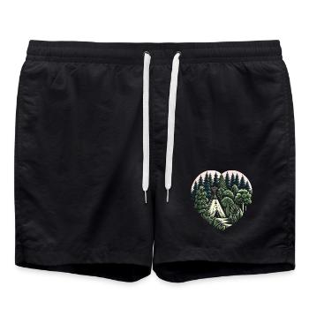naturverbunden Leben mit einem Tipi Zelt im Wald - Badeshorts - Schwarz - Vorne - AI Model Male 185 light (185cm)