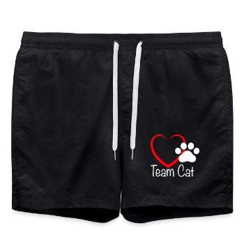 Team Cat mit Herzchen - Badeshorts - Schwarz - Vorne - AI Model Male 185 light (185cm)