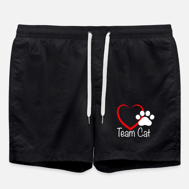 Team Cat mit Herzchen - Badeshorts - Schwarz