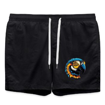 Papagei mit Brille - Badeshorts - Schwarz - Vorne - AI Model Male 185 light (185cm)