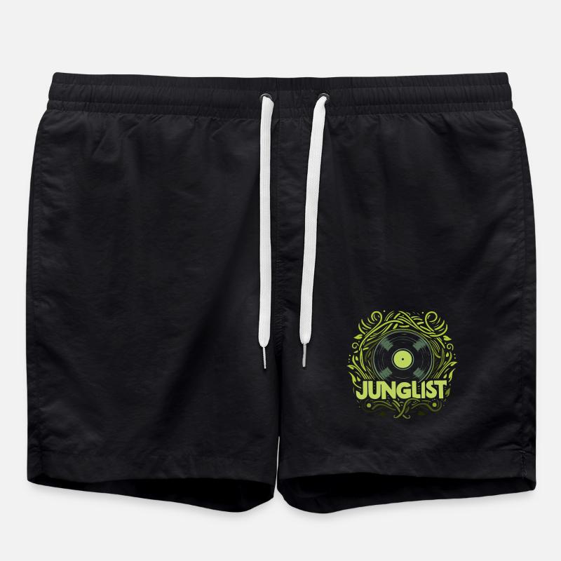 Junglist-Schallplatte - Badeshorts - Schwarz