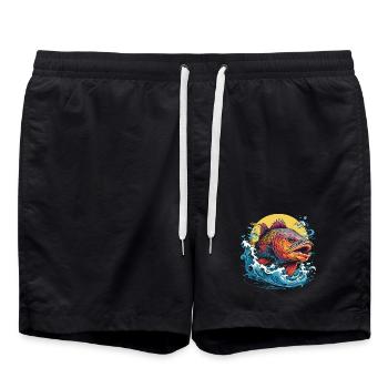 Illustration de pêche - Short de bain - noir - Devant - AI Model Male 185 light (185cm)