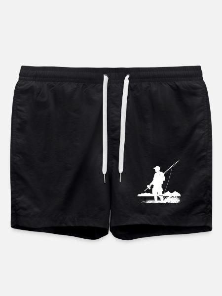 Fishing Drawing - Swim Trunks - black