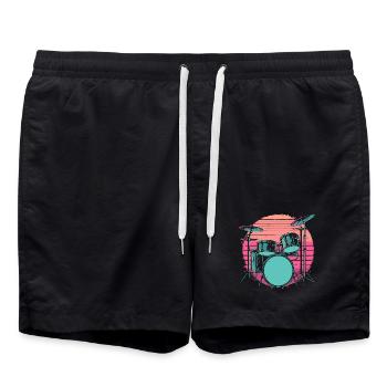 Drums Synthwave - Swim Trunks - black - Front - AI Model Male 185 light (185cm)