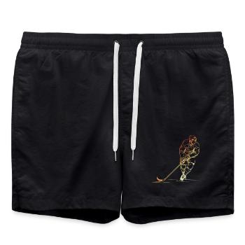 Joueur de hockey sur glace rétro - Short de bain - noir - Devant - AI Model Male 185 light (185cm)