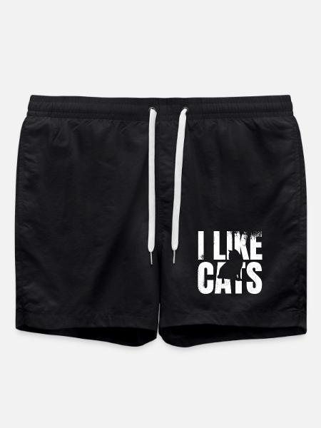 I like cats - Swim Trunks - black
