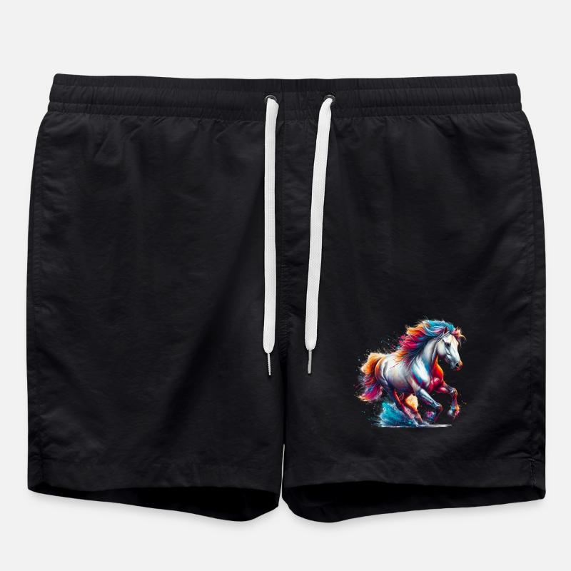 Pferd - Badeshorts - Schwarz
