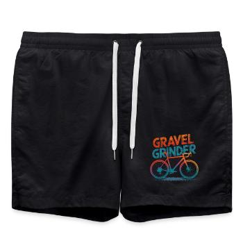 Gravel Grinder Fahrrad Illustration - Badeshorts - Schwarz - Vorne - AI Model Male 185 light (185cm)