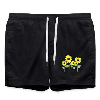 Bouquet de tournesol colorant jaune - Short de bain - noir - Devant - AI Model Male 185 light (185cm)
