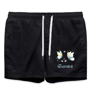 Elegant Gemini Zodiac Watercolor Gift - Swim Trunks - black - Front - AI Model Male 185 light (185cm)