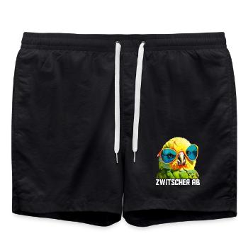 Zwitscher Ab Wellensittich - Badeshorts - Schwarz - Vorne - AI Model Male 185 light (185cm)