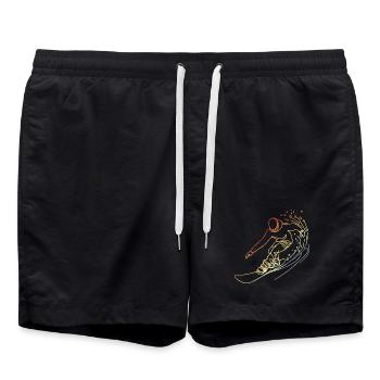 Vintage Snowboarder Skizze - Badeshorts - Schwarz - Vorne - AI Model Male 185 light (185cm)