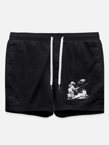 Fishing Sketch - Swim Trunks - black