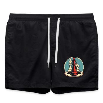 Chess Pieces Graphics - Swim Trunks - black - Front - AI Model Male 185 light (185cm)