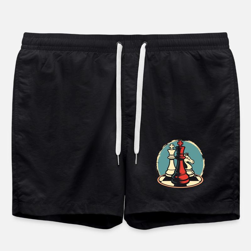 Chess Pieces Graphics - Swim Trunks - black