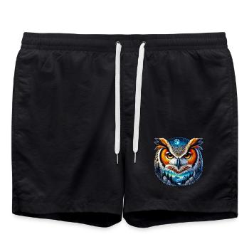 Eule - Badeshorts - Schwarz - Vorne - AI Model Male 185 light (185cm)