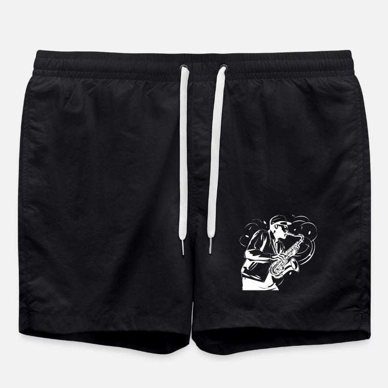 Saxophonist Sketch - Swim Trunks - black