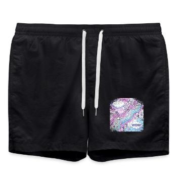 Pop Art Stil ausgefranster Rand - Badeshorts - Schwarz - Vorne - AI Model Male 185 light (185cm)